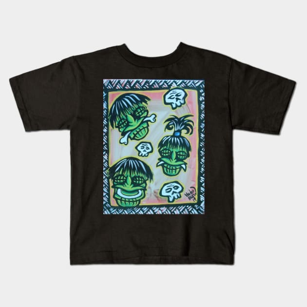 shrunken heads Kids T-Shirt by Voodoobrew